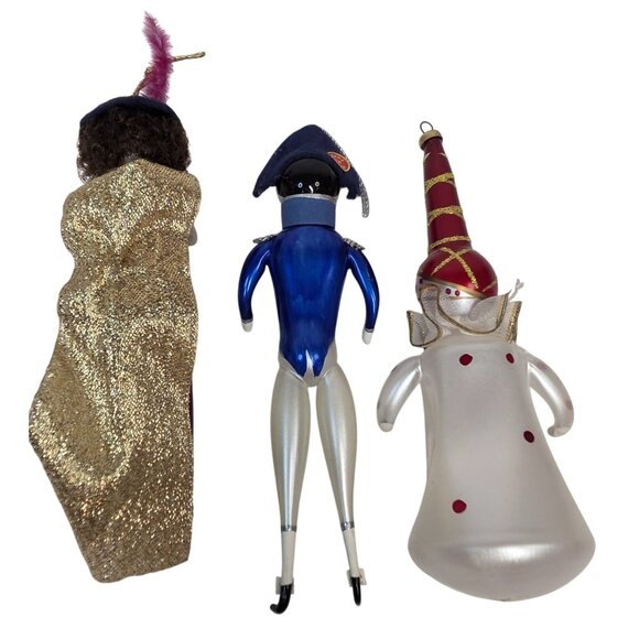 Vintage De Carlini Italian Blown Glass Christmas Ornament Set of 3 - Picture 3 of 16